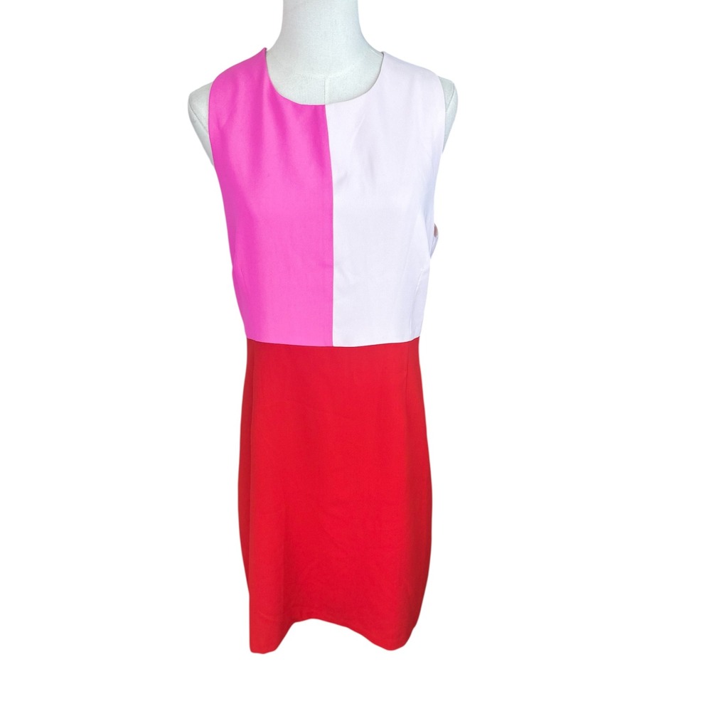 Julie Brown NYC NWT SZ 12‎ Colorblock Sheath Dress Pink Red Mod Sleeveless